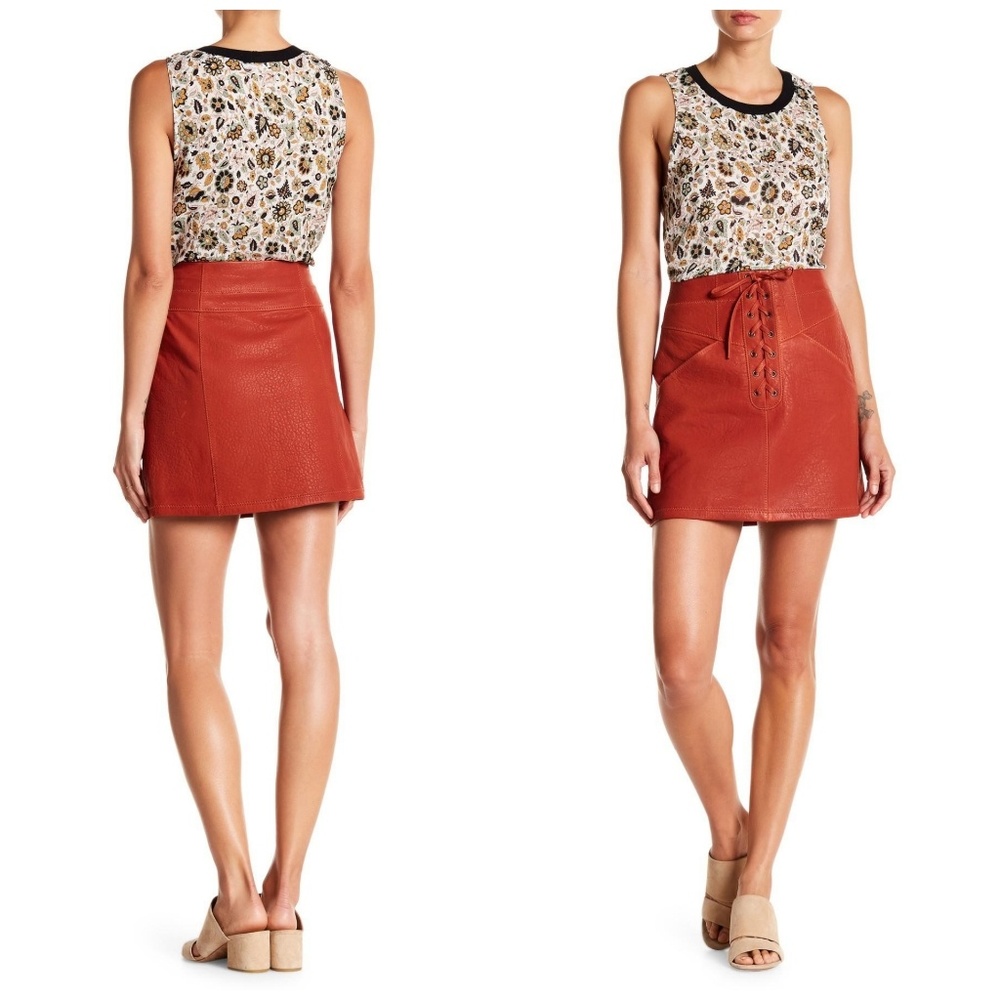 ALC Naomi Skirt Patchouli Leather Lace Up - Picture 4 of 7